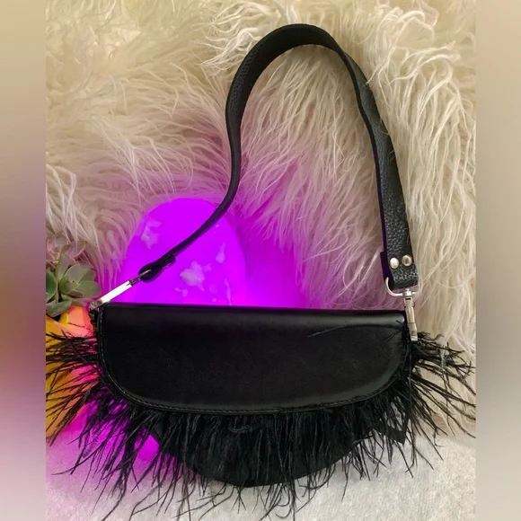 AKIRA Bags Clutch Purse Akira Black With Feather Details